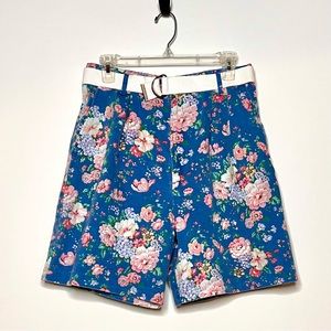 Vintage Essentials Sport Shorts Floral Pattern w/White Belt
